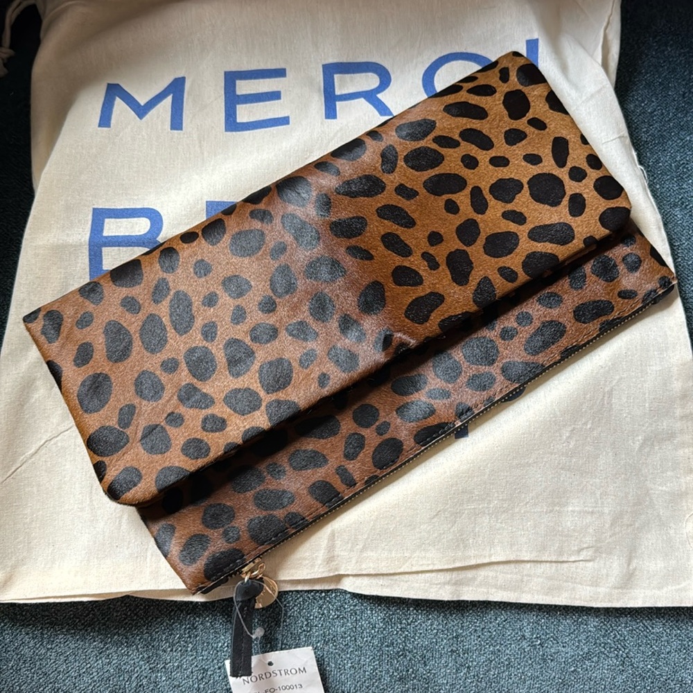 Clare V Brown Leopard Print Clutch